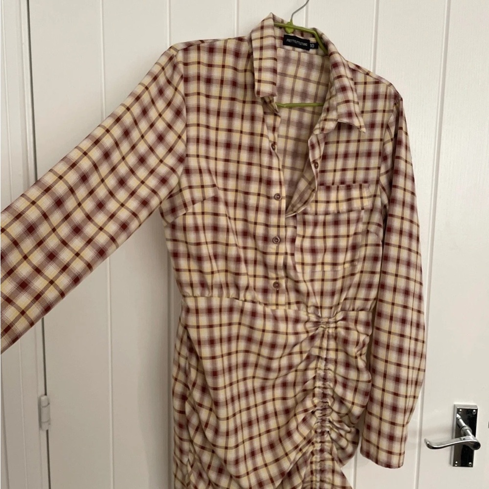 PrettyLittleThing Yellow and Brown Plaid Shirt
